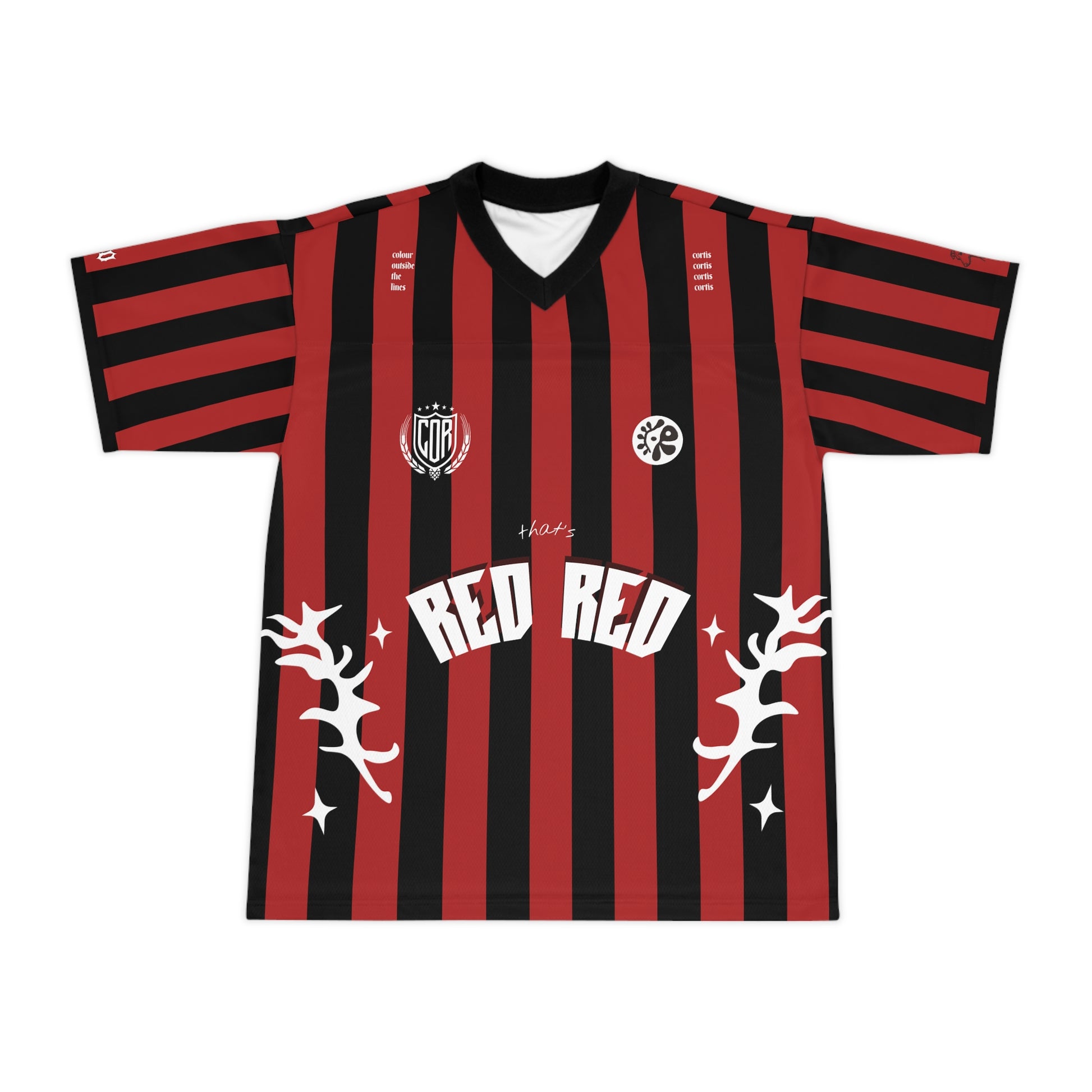 cortis REDRED y2k, streetwear inspired jersey from their released EP'GREENGREEN'