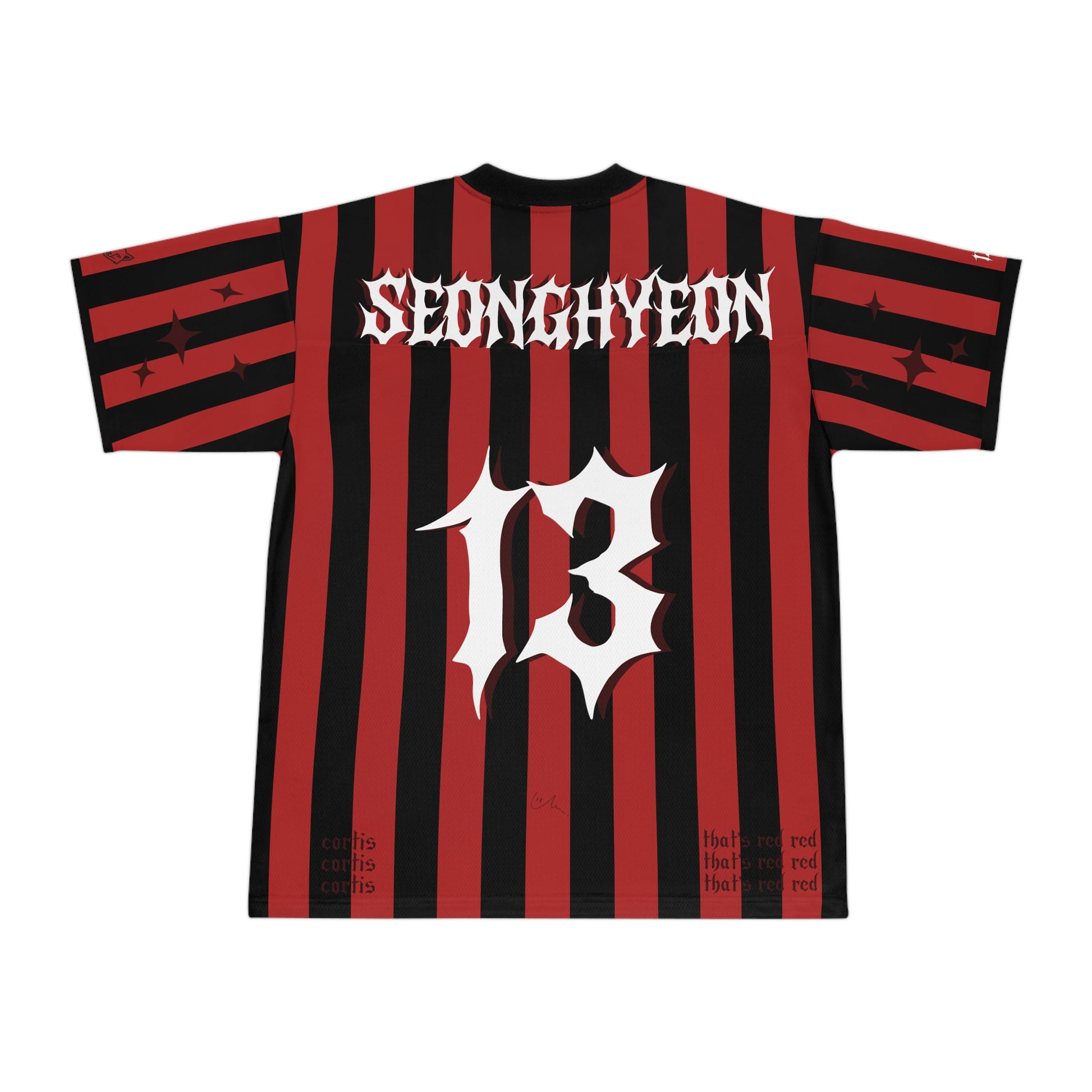 Red and black striped y2k streetwear cortis seonghyeon jersey 