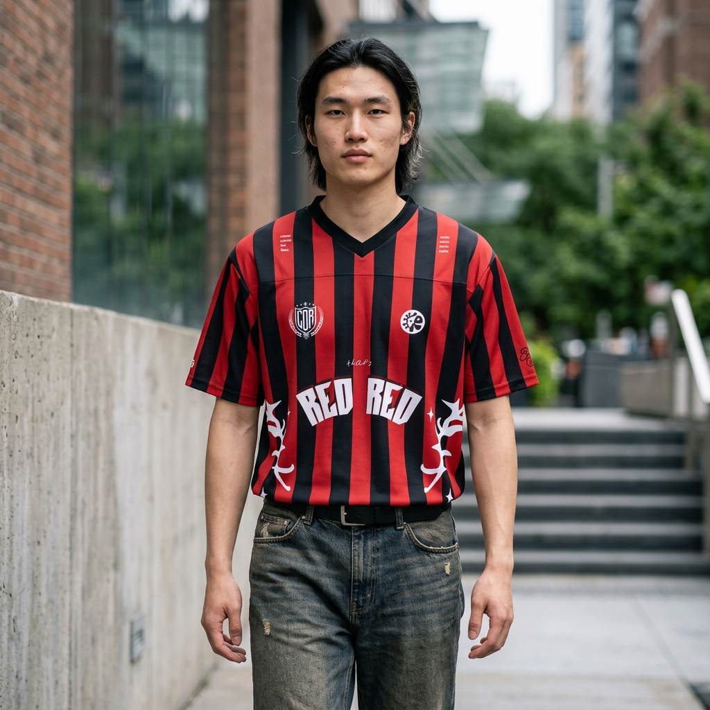 young man wearing cortis stylish REDRED martin jersey